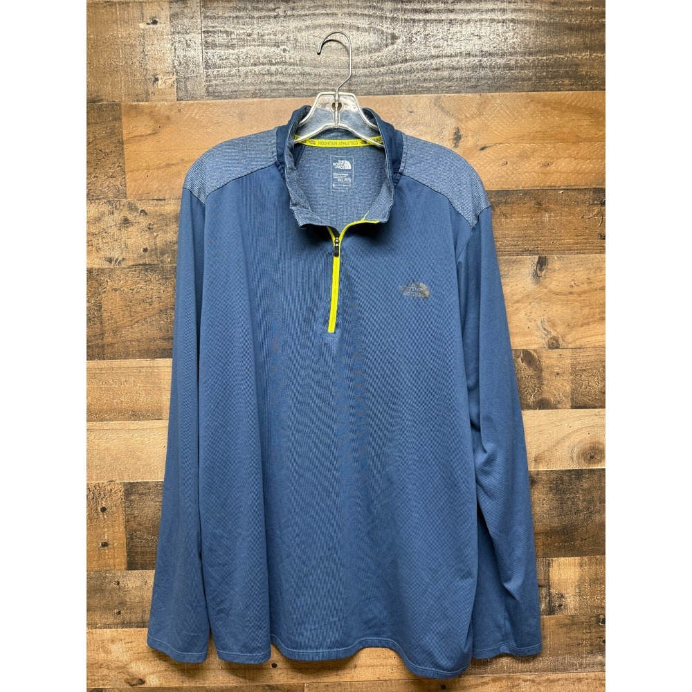 The North‎ Face Shirt Men's 2XL Blue Lightweight Mountain Athletics Quarter Zip